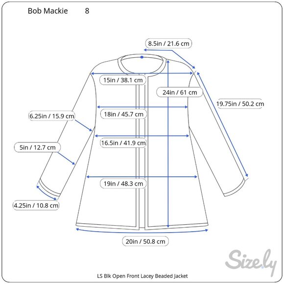 Bob Mackie Long Sleeve Black Open Front Lacy Beaded Evening Jacket Sz 8 - Picture 7 of 7